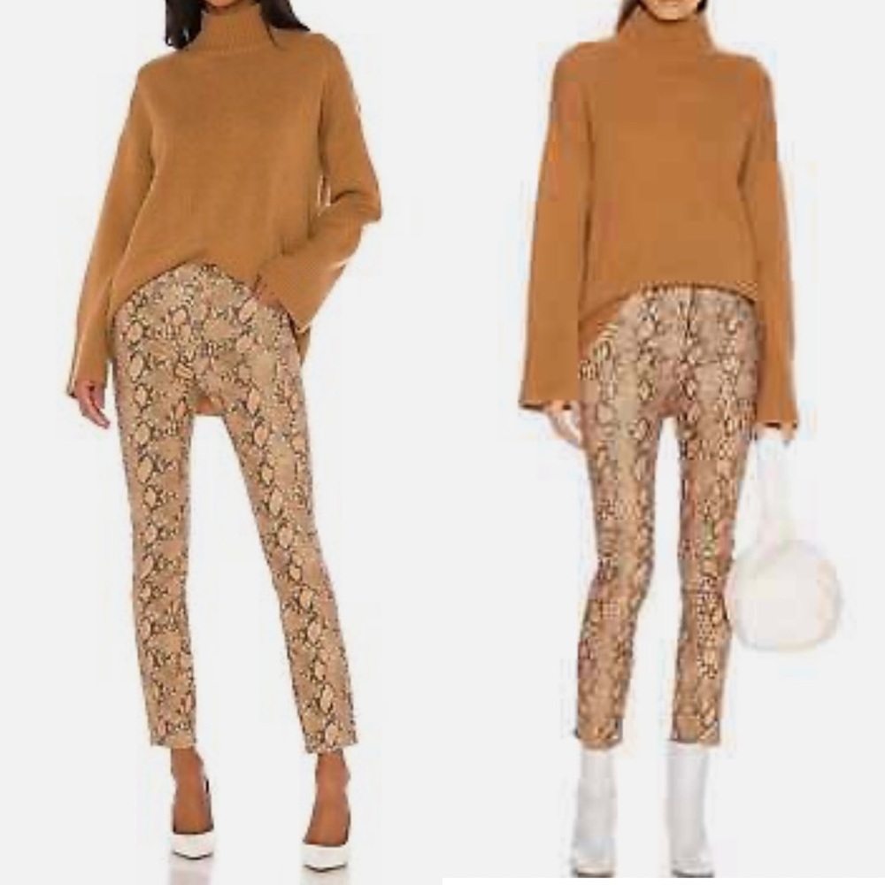 FRAME Le High Straight, Coated Python, High Rise, Snake Effect Jeans Size 23 - Picture 2 of 11